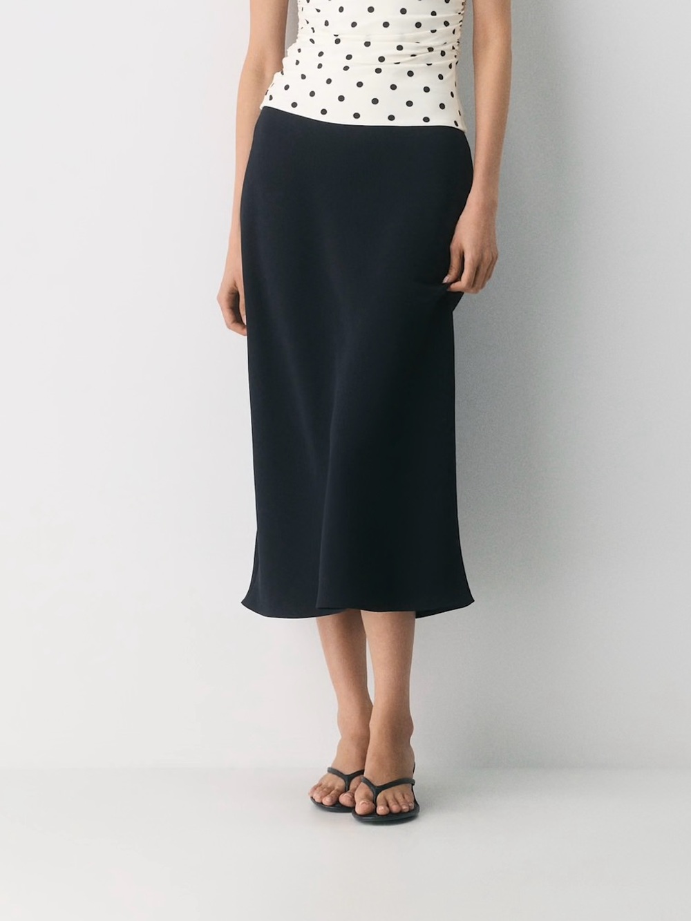 Aritzia Black Midi Slip Skirt